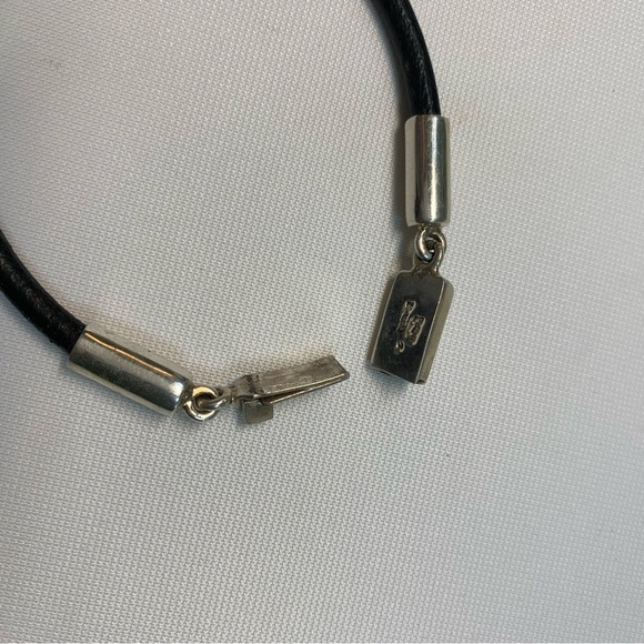 🖤#044 Vintage  Mexico sterling silver Leather Bracelet / 051224-BRC0015 - Picture 6 of 9